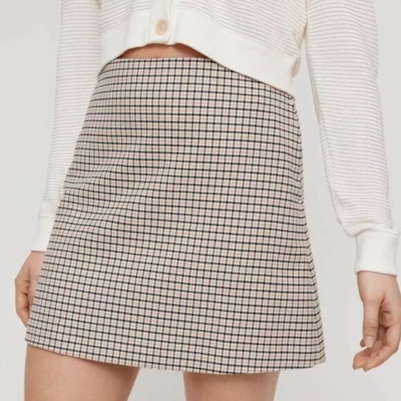 Wilfred Renee Skirt Women 8 Plaid Beige Mini Classiccore Academia Preppy - Picture 1 of 6